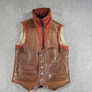 VTG Storm Mountain Mens Vest 42 Brown Leather Indian Nickel Western Ranchwear